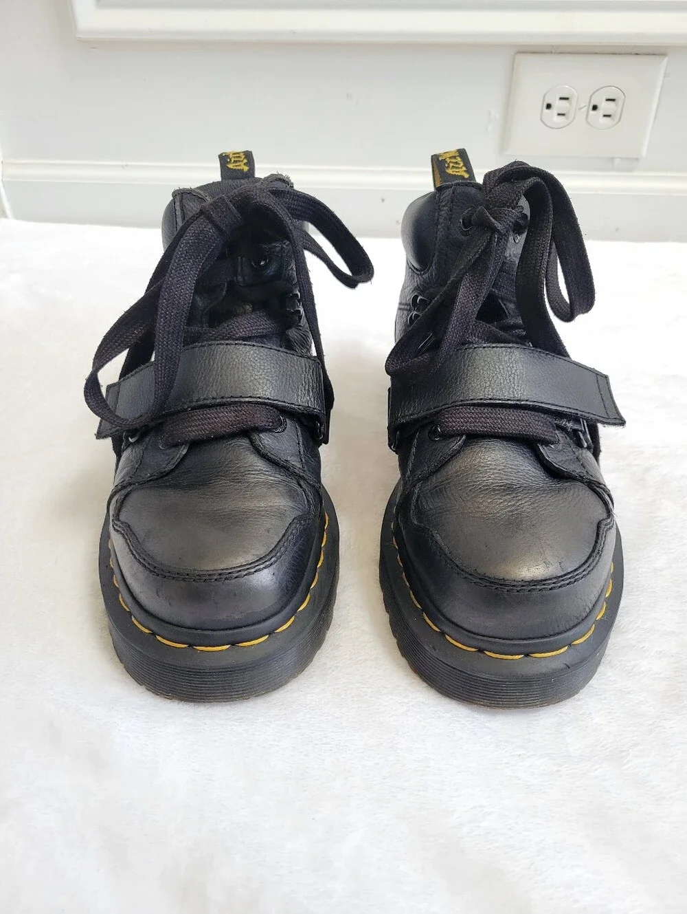 Dr. Martens Zuma II Black Leather Strap Ankle Boots Women's US 7